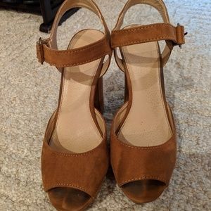 Tan platform heels